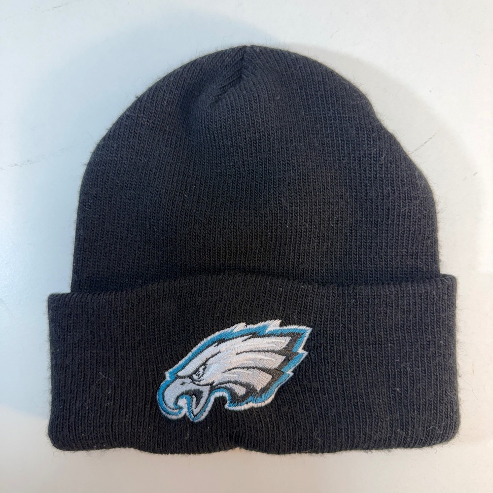 Philadelphia Eagles Beanie NFL OSFA Black Knit Cuffed Hat USA Made Vintage